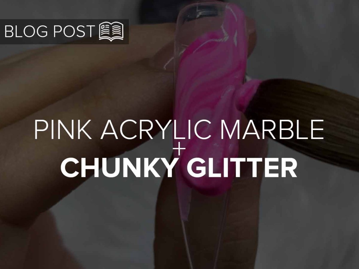Pink Marble Nail Art using Acrylic and Loose&nbsp;Glitter